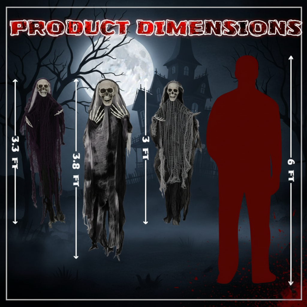 Haunted Hanging Skeleton Ghosts (3 Pack) | Halloween Scary Spirit Decoration Set