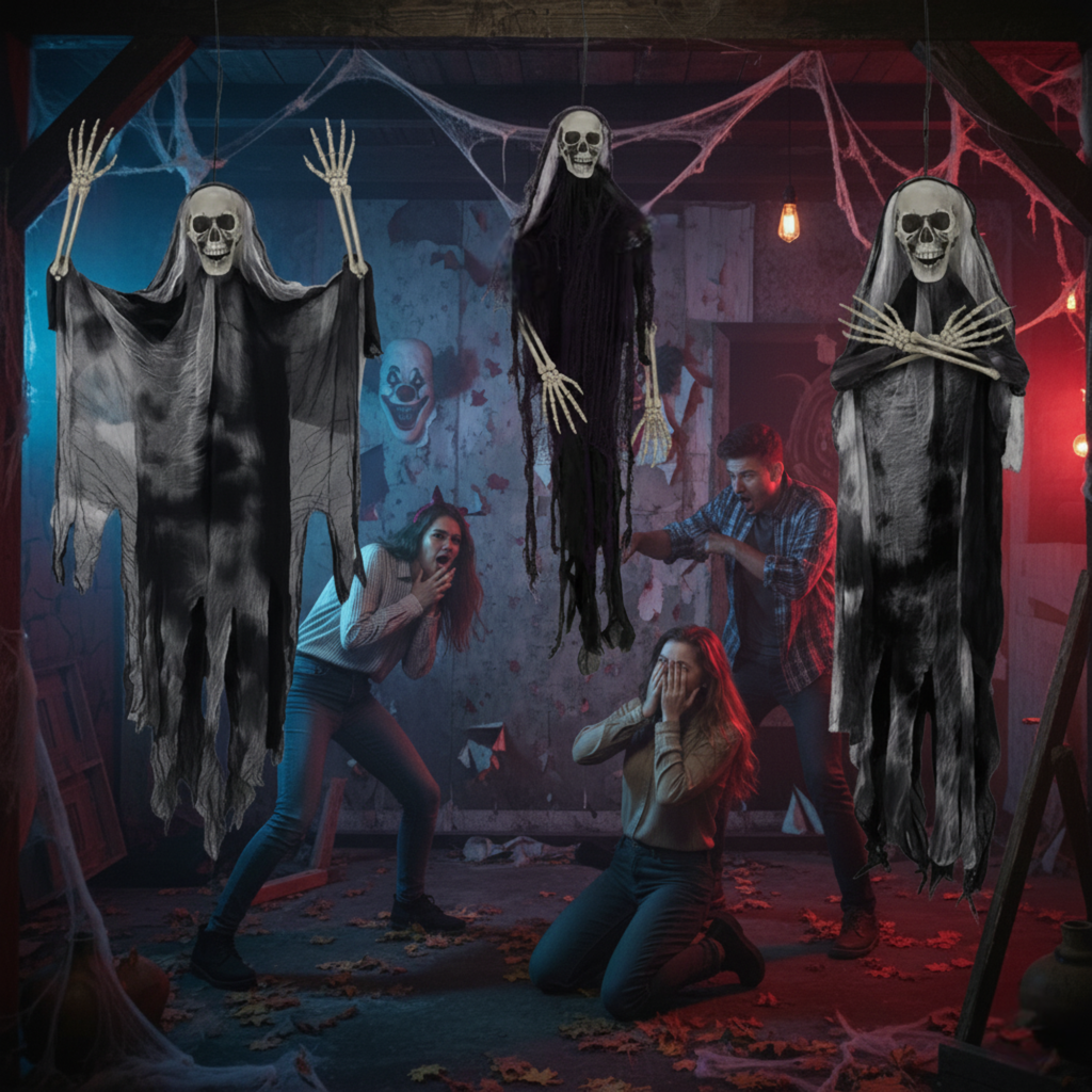 Haunted Hanging Skeleton Ghosts (3 Pack) | Halloween Scary Spirit Decoration Set